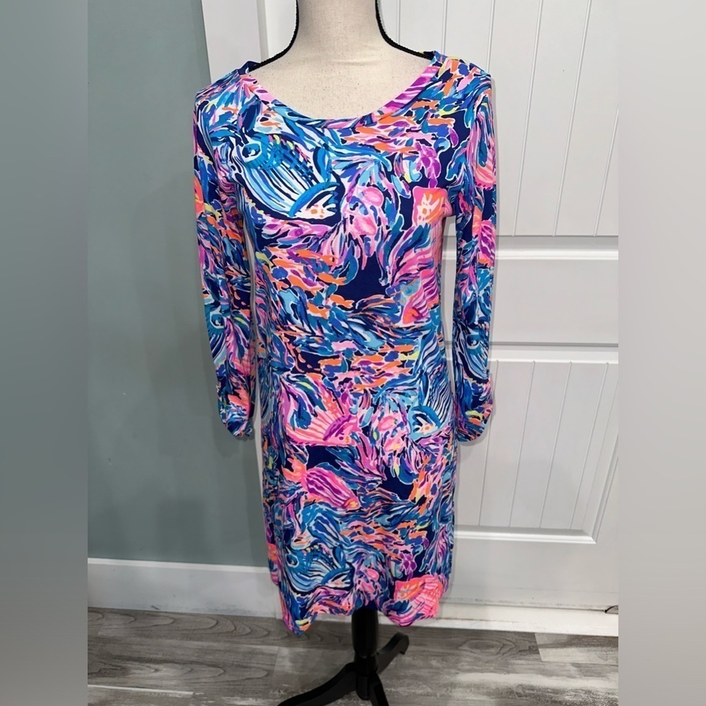 Lilly Pulitzer Linden Dress In Multicolored vibrant fish resort size small - Picture 2 of 9